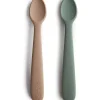 Shop All|Mushie - 2Pk Silicone Feeding Spoons, Dried Thyme/Natural - cutbabycare.com | baby boutique & care hub