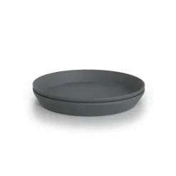 Shop All|Mushie - Round Dinnerware Plates Set Of 2 (Smoke) - cutbabycare.com | baby boutique & care hub