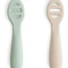 Shop All|Mushie - Silicone First Feeding Baby Spoons, 2 Pack, Cambridge Blue, Shifting Sand - cutbabycare.com | baby boutique & care hub