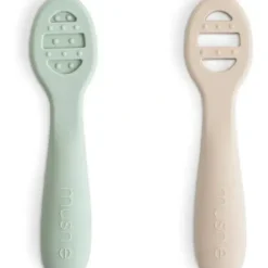 Shop All|Mushie - Silicone First Feeding Baby Spoons, 2 Pack, Cambridge Blue, Shifting Sand - cutbabycare.com | baby boutique & care hub