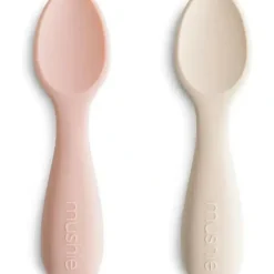 Shop All|Mushie - Silicone Toddler Starter Spoons, 2 Pack,Blush Shifting Sand - cutbabycare.com | baby boutique & care hub
