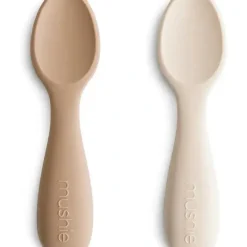 Shop All|Mushie - Silicone Toddler Starter Spoons, 2 Pack, Natural/Shifting Sand - cutbabycare.com | baby boutique & care hub