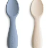Shop All|Mushie - Silicone Toddler Starter Spoons, 2 Pack, Tradewinds/Shifting Sand - cutbabycare.com | baby boutique & care hub