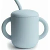 Shop All|Mushie - Silicone Training Cup & Straw, Powder Blue - cutbabycare.com | baby boutique & care hub