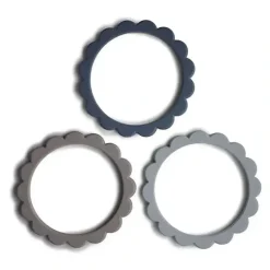 Shop All|Mushie Silicone Baby Flower Teether Bracelet 3 Pack Steel/Dove Gray/Stone - cutbabycare.com | baby boutique & care hub