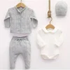 Nipperland - Baby Knitted Out Fit Set W Bow Tie Grey - cutbabycare.com | baby boutique & care hub* Online