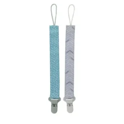 Nuby - Boy 2Pk Printed Fabric Pacifier Clip Holder With Plastic Clip, Green Dots/Gray Arrows - cutbabycare.com | baby boutique & care hub* Store