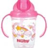 Nuby - Pink Tritan 2 Handle No-Spill Flip-it Fat Straw Printed Cup, 8Oz - cutbabycare.com | baby boutique & care hub* Online