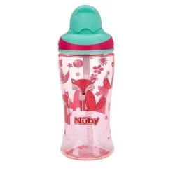 Nuby - Thirsty Kids 12Oz No Spill Thin Straw Printed Flip-It Boost Cup, Pink - cutbabycare.com | baby boutique & care hub* Shop