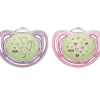 Nuk - 2 Pk Pacifier Airflow Glow In Dark, Girl, Size 2 - cutbabycare.com | baby boutique & care hub* Flash Sale