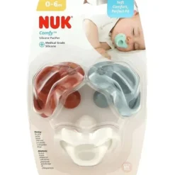 NUK - Comfy Silicone Pacifier, 0-6 Months, Earth Tones, 3 Pack - cutbabycare.com | baby boutique & care hub* Hot