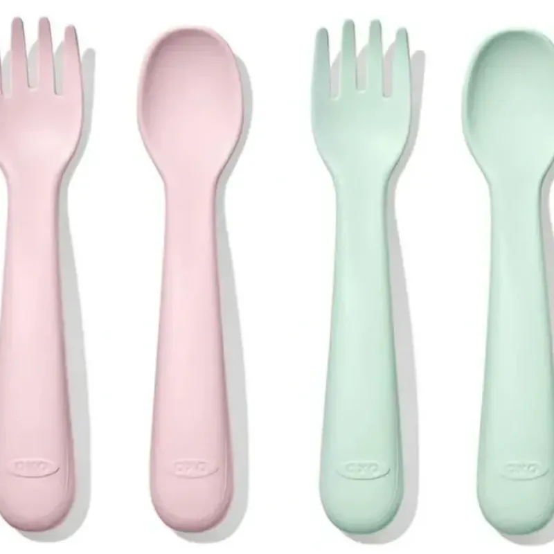 OXO - 4Pk Tot Plastic Fork and Spoon Set, Opal/Blossom - cutbabycare.com | baby boutique & care hub* Fashion