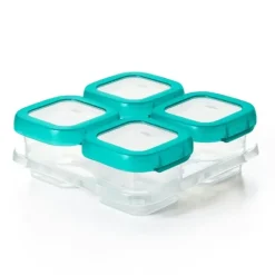 OXO Tot Baby 4oz Freezer Storage Container Set 4Pc Teal With Clear Lid And Body - cutbabycare.com | baby boutique & care hub* Shop