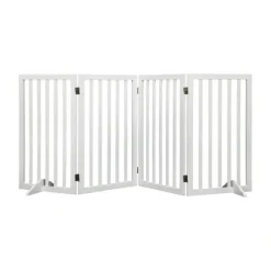 Pawz Wooden Pet Gate Dog Fence Safety Stair Barrier Security Door 4 Panel Large - cutbabycare.com | baby boutique & care hub* Outlet