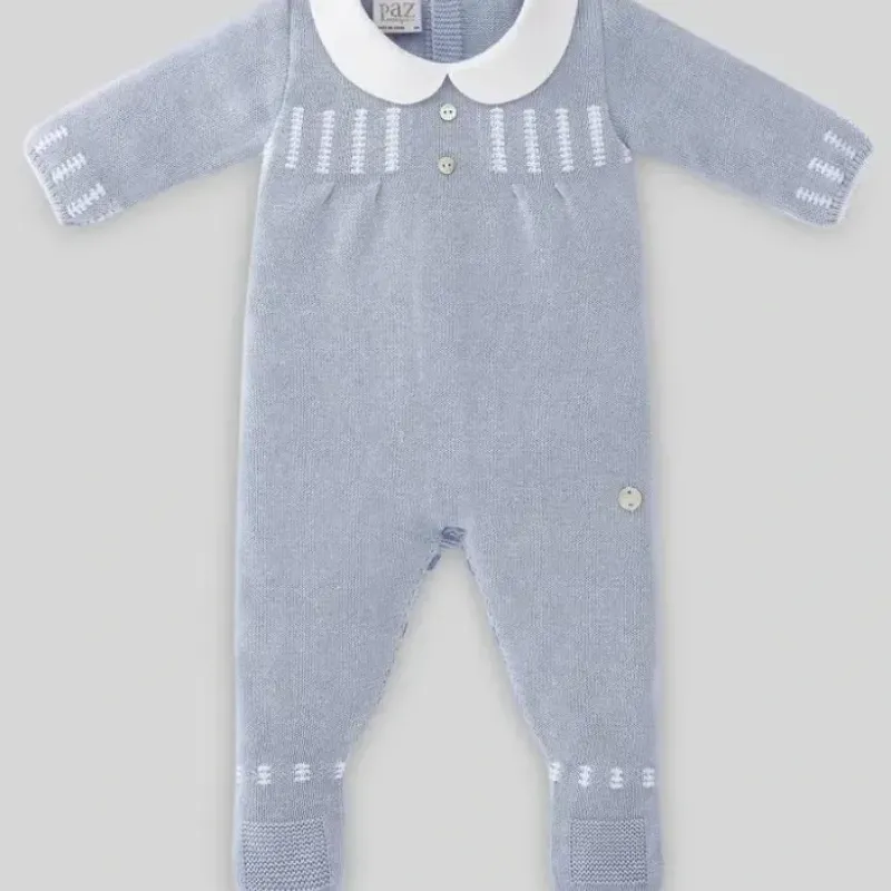 Paz Rodriguez - Baby Boy Knit Romper Neboa, Blue Cloud/Cream - cutbabycare.com | baby boutique & care hub* Flash Sale