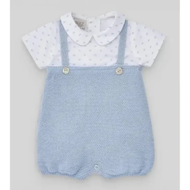 Paz Rodriguez - Baby Boy Knit Newborn Romper, Sky Blue/White - cutbabycare.com | baby boutique & care hub* Outlet