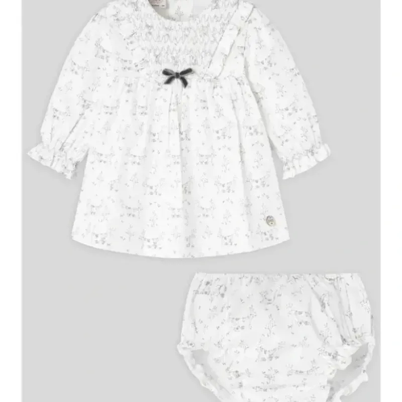Paz Rodriguez - Baby Girl Dress & Bloomer Set Pulgarcito, Grey Pearl - cutbabycare.com | baby boutique & care hub* New