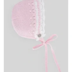 Paz Rodriguez - Baby Knit Newborn Bonnet, Chalk Pink/White - cutbabycare.com | baby boutique & care hub* New
