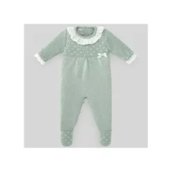 Paz Rodriguez - Baby Knit Newborn Romper Nidos, Powder Green/Cream - cutbabycare.com | baby boutique & care hub* New