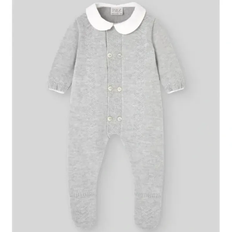 Paz Rodriguez - Baby Knit Newborn Romper Pulgarcito, Grey Pearl - cutbabycare.com | baby boutique & care hub* Store