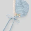 Paz Rodriguez - Baby Knit Newborn Bonnet Soo, Blue Fog/Linen - cutbabycare.com | baby boutique & care hub* Shop