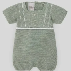 Paz Rodriguez - Baby Knit Romper Aperta, Mint Green/White - cutbabycare.com | baby boutique & care hub* Store