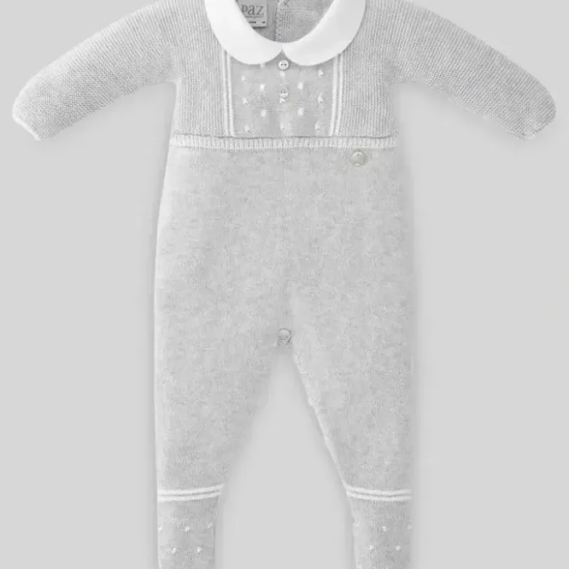 Paz Rodriguez - Baby Unisex Knit Romper Leda, Grey/White - cutbabycare.com | baby boutique & care hub* Cheap