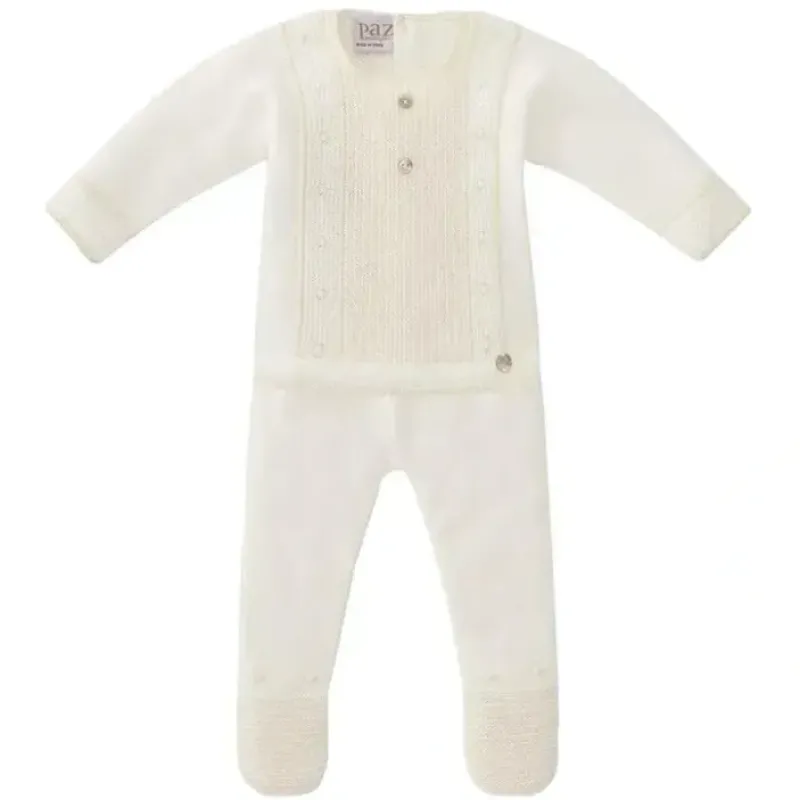 Paz Rodriguez - Take Me Home Knit Sweater & Leggins Set Luz V23, Cream - cutbabycare.com | baby boutique & care hub* Clearance