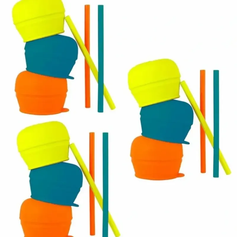 Shop All|9pc Boon Snug Straw Baby/Boy/12m+/Infant Universal Cup Cover/Lid BL/OR/YL - cutbabycare.com | baby boutique & care hub