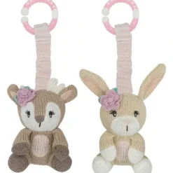 Stroller|2pc Living Textiles Baby/Newborn Cotton Knitted Stroller Toys Fawn & Bunny - cutbabycare.com | baby boutique & care hub