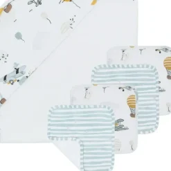 Bath Potty|5pc Living Textiles Infant/Baby Cotton Hooded Towel Bath Gift Set Up Up & Away - cutbabycare.com | baby boutique & care hub