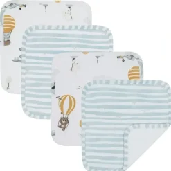 Bath Potty|4pc Living Textiles Infant/Baby Wash Cloths Cotton Jersey Up Up & Away/Stripes - cutbabycare.com | baby boutique & care hub