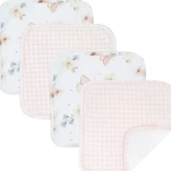 Bath Potty|4pc Living Textiles Newborn/Baby/Infant Cotton Wash Cloths Butterfly Garden - cutbabycare.com | baby boutique & care hub