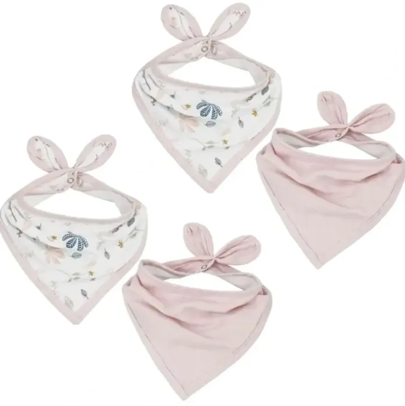 Shop All|4pc Living Textiles Organic Cotton Muslin Bandana Feeding Bibs Botanical/Blush - cutbabycare.com | baby boutique & care hub