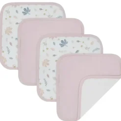 Bath Potty|4pc Living Textiles Organic Cotton Muslin Baby Wash Cloths Botanical/Blush - cutbabycare.com | baby boutique & care hub