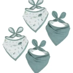 Shop All|4pc Living Textiles Organic Cotton Muslin Bandana Feeding Bibs Banana Leaf/Teal - cutbabycare.com | baby boutique & care hub