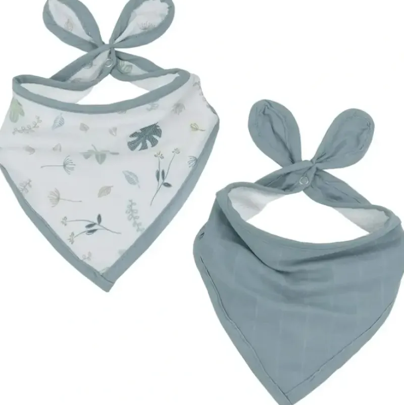 Shop All|2pc Living Textiles Organic Cotton Muslin Bandana Feeding Bibs Banana Leaf/Teal - cutbabycare.com | baby boutique & care hub