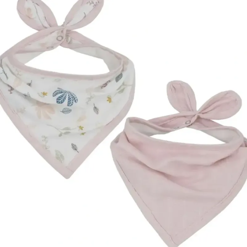Shop All|2pc Living Textiles Organic Cotton Muslin Bandana Feeding Bibs Botanical/Blush - cutbabycare.com | baby boutique & care hub