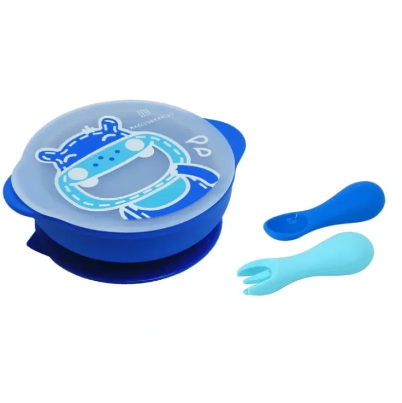 Shop All|3pc Marcus & Marcus Toddler First Self Feeding Bowl/Cutlery Set Hippo Blue 12m+ - cutbabycare.com | baby boutique & care hub