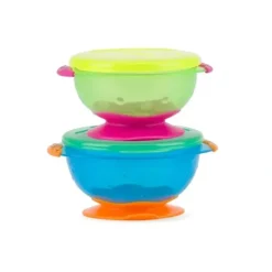 Shop All|2pc Nuby Stackable Suction Base Food Eating Bowls w/ Lids 6m+ Assorted - cutbabycare.com | baby boutique & care hub