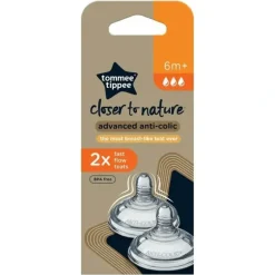 Shop All|2pc Tommee Tippee Closer To Nature Advanced Anti-Colic Fast Flow Teats 6M+ - cutbabycare.com | baby boutique & care hub