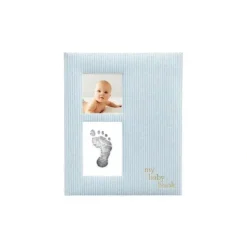 Shop All|Pearhead - Seersucker Baby Book And Clean Touch Ink Pad, Blue - cutbabycare.com | baby boutique & care hub
