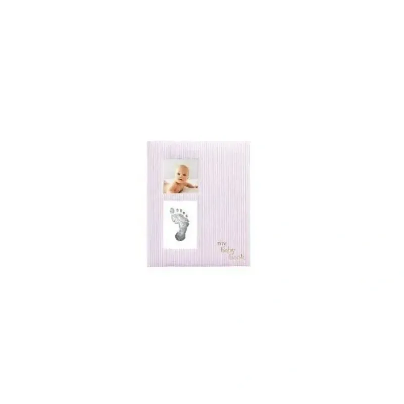 Pearhead - Seersucker Baby Book And Clean Touch Ink Pad, Pink - cutbabycare.com | baby boutique & care hub* Best