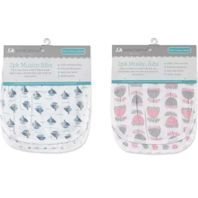 Petite L'Amour 2-Pack Muslin Bib - Colors May Vary - cutbabycare.com | baby boutique & care hub* Online