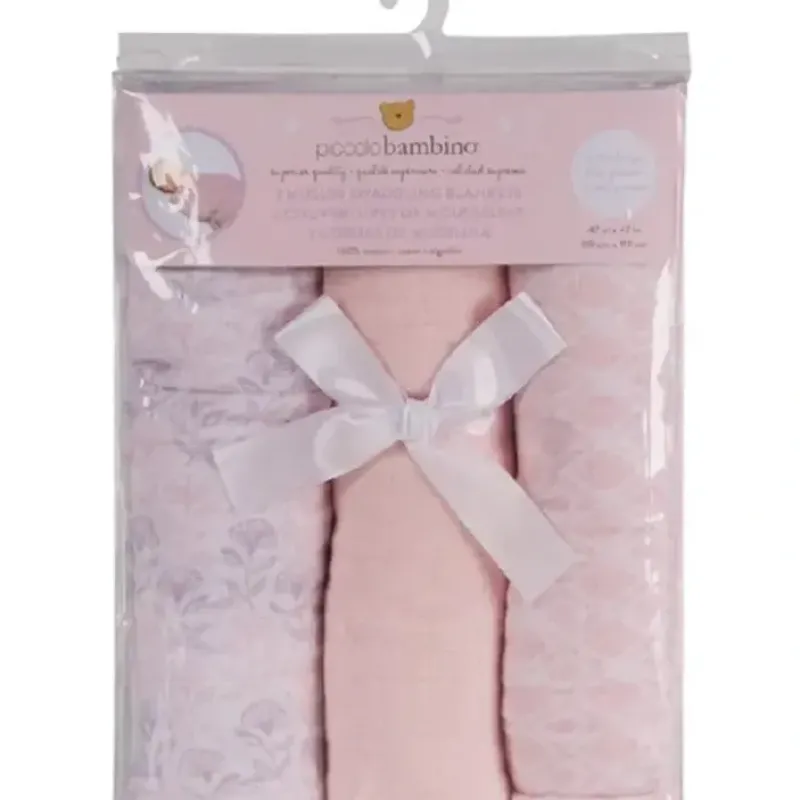 Piccolo Bambino - 3 Muslin Swaddling Blankets, Pink - cutbabycare.com | baby boutique & care hub* Cheap