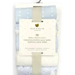 Piccolo Bambino - 10 Pk Washcloth Set Blue - cutbabycare.com | baby boutique & care hub* Online