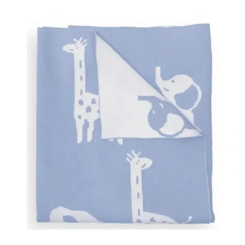 Piccolo Bambino - Jacquard Reversible Blanket On Wooden Hanger Blue - cutbabycare.com | baby boutique & care hub* Sale
