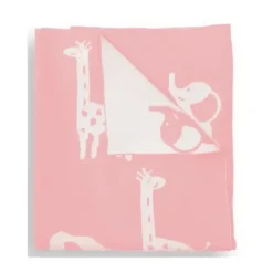 Piccolo Bambino - Jacquard Reversible Blanket On Wooden Hanger Pink - cutbabycare.com | baby boutique & care hub* Shop