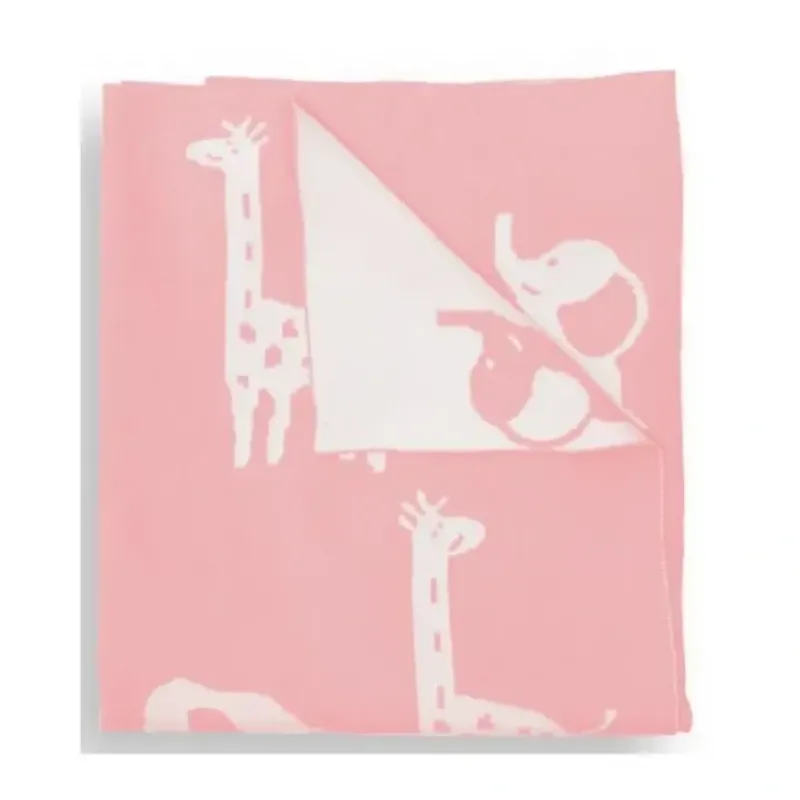 Piccolo Bambino - Jacquard Reversible Blanket On Wooden Hanger Pink - cutbabycare.com | baby boutique & care hub* Shop