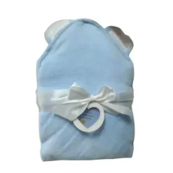 Piccolo Bambino - Luxury Velour Hooded Towel With Satin Ears, Blue - cutbabycare.com | baby boutique & care hub* Online